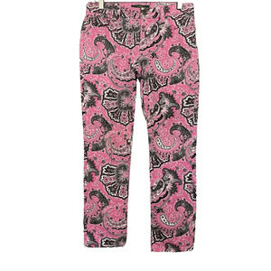 Ralph‎ Lauren Women 4 Hot Pink Paisley Straight Leg Jeans Old Money Cleangirl